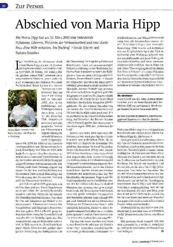 Vorschauseite 1: Abschied von Maria Hipp
