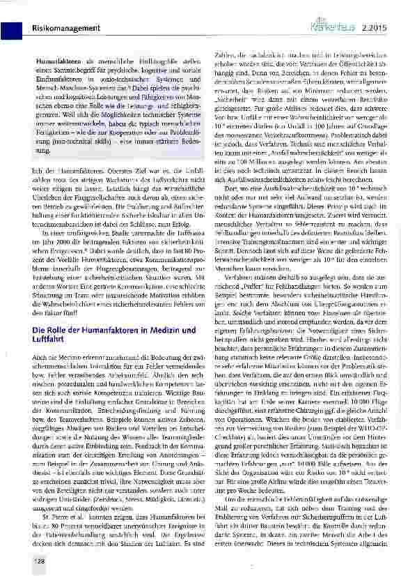 Vorschauseite 3: Bedeutung von Humanfaktoren im Qualitätsund Risikomanagement in Medizin und Luftfahrt