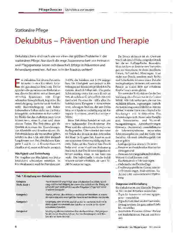 Vorschauseite 1: Dekubitus - Prävention und Therapie
