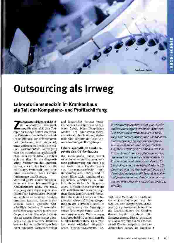 Vorschauseite 1: Outsourcing als Irrweg