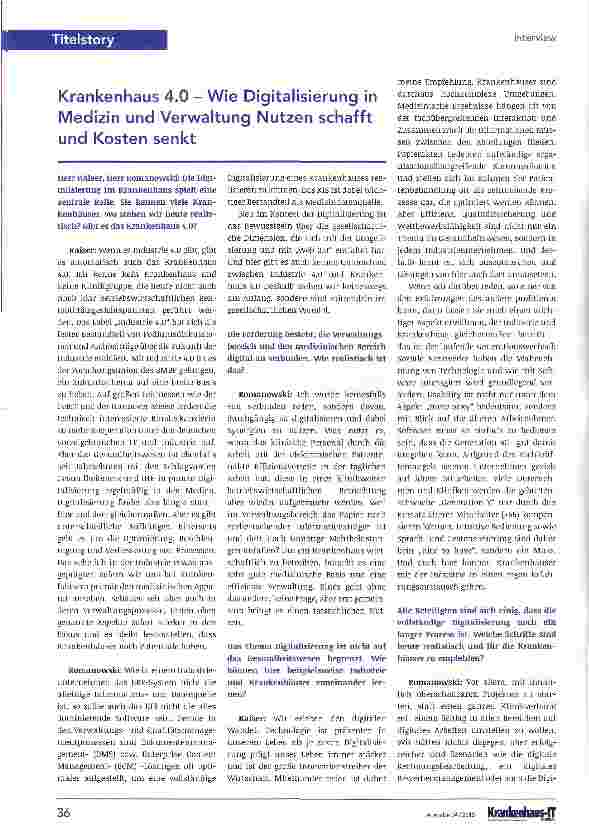 Vorschauseite 1: Krankenhaus 4.0 - Wie Digitalisierung in Medizin und Verwaltung Nutzen schafft und Kosten senkt