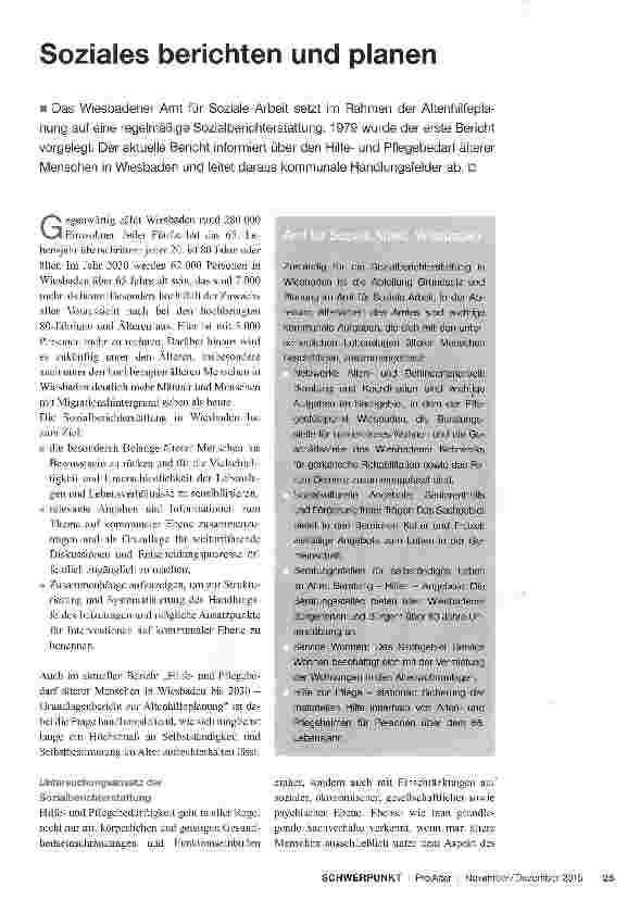 Vorschauseite 1: Soziales berichten und planen