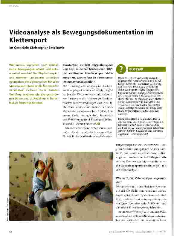 Vorschauseite 1: Videoanalyse als Bewegungsdokumentation im Klettersport