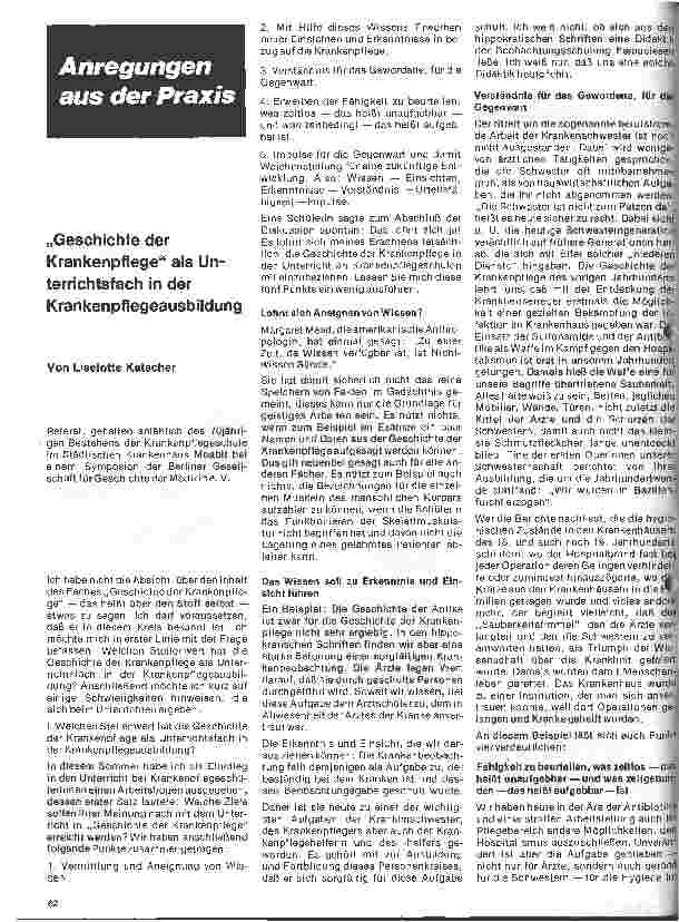 Vorschauseite 1: Geschichte der Krankenpflege als Unterrichtsfach in der Krankenpflegeausbildung
