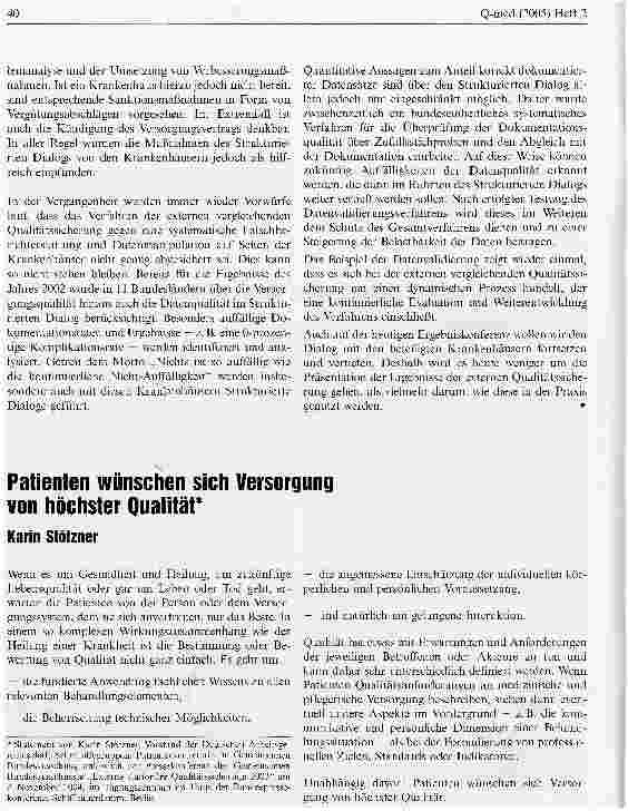 Vorschauseite 2: Qualität erbrachter Leistungen im Krankenhaus