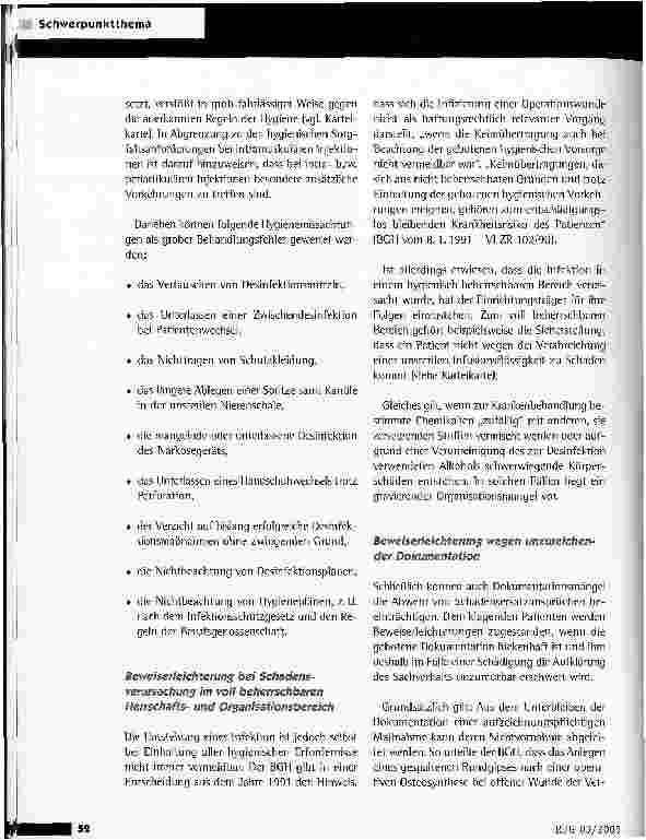 Vorschauseite 3: Sorgfaltsanforderungen zur Vermeidung nosokomialer Infektionen