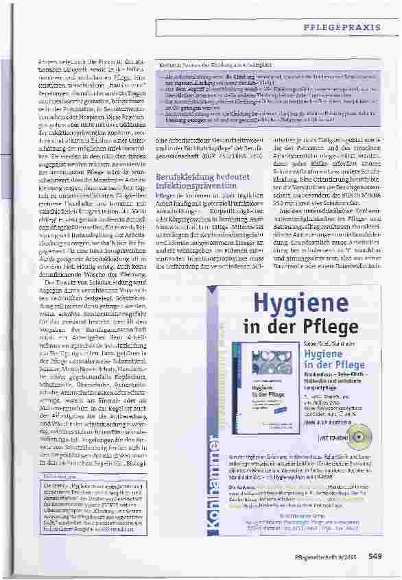 Vorschauseite 2: Hygiene in der Pflege - Teil 3: Arbeitskleidung - wirksame Barriere gegen Kontamination