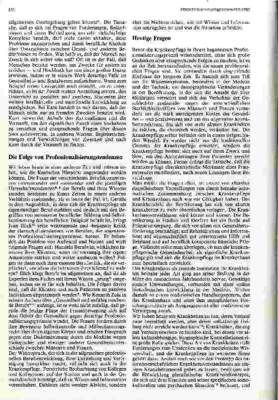 Vorschauseite 3: Gedanken zur Berufsphilosophie der Krankenpflege