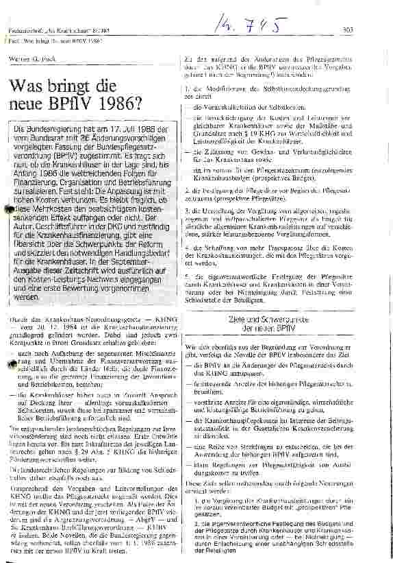 Vorschauseite 1: Was bringt die neue BPFLV 1986