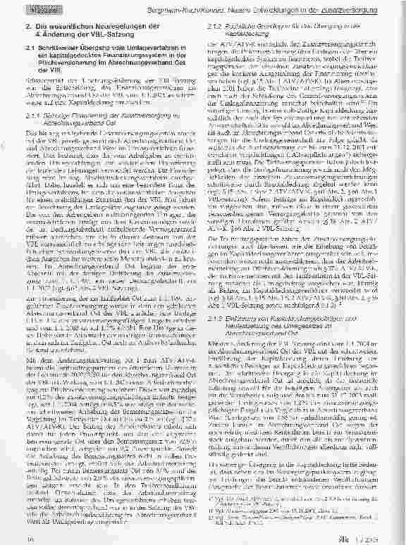 Vorschauseite 2: Neuere Entwicklungen in der Zusatzversorgung des öffentlichen Dienstes im Bereich der Versorgungsanstalt des Bundes und der Länder
