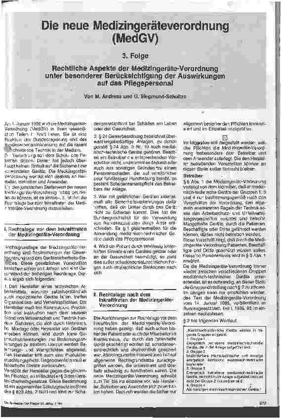Vorschauseite 1: Die neue Medizingeräteverordnung (Med GV) 3.Folge: Rechtliche Aspekte der Medizingeräteverordnung unter besonderer Berücksichtigung der....