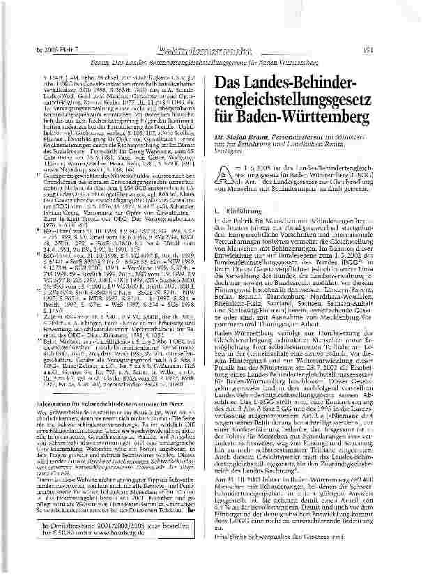 Vorschauseite 1: Das Landes-Behindertengleichstellungsgesetz für Baden-Württemberg