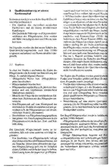 Vorschauseite 3: Qualitätssicherung in der Pflege an einem Kantonsspital