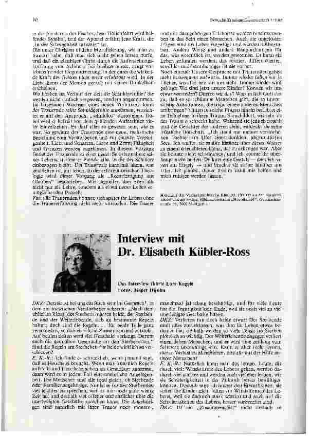 Vorschauseite 1: Interview mit Dr. Elisabeth Kübler-Ross