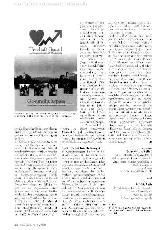 Vorschauseite 3: «Herzhaft Gsund! » im Werdenberg und Sarganserland - Grundversorger als Initianten einer Public-Health-Aktion