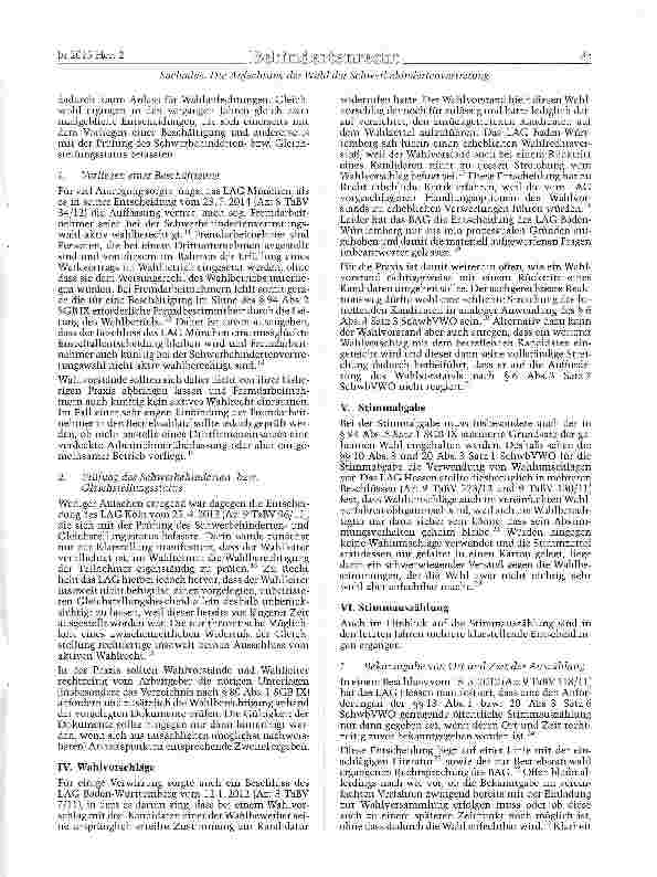 Vorschauseite 2: Die Anfechtung der Wahl der Schwerbehindertenvertretung -Rechtsprechungsanalyse der letzten vier Jahre