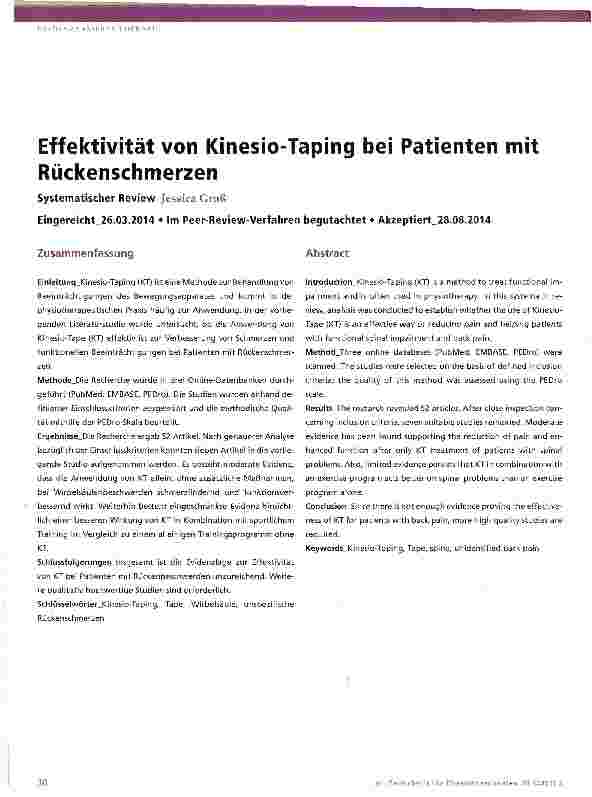 Vorschauseite 1: Effektivität von Kinesio-Taping bei Patienten mit Rückenschmerzen