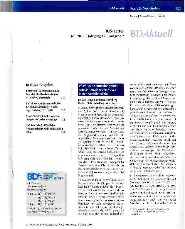 Vorschauseite 1: JUS-Letter Juni 2015 | Jahrgang 15 | Ausgabe 2