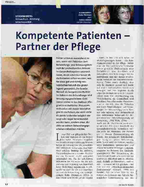 Vorschauseite 1: Kompetente Patienten -Partner der Pflege