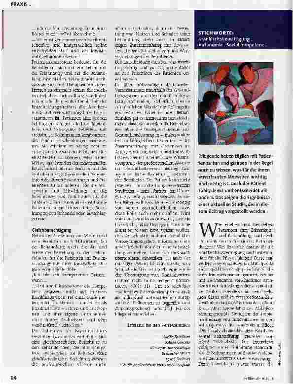 Vorschauseite 3: Kompetente Patienten -Partner der Pflege