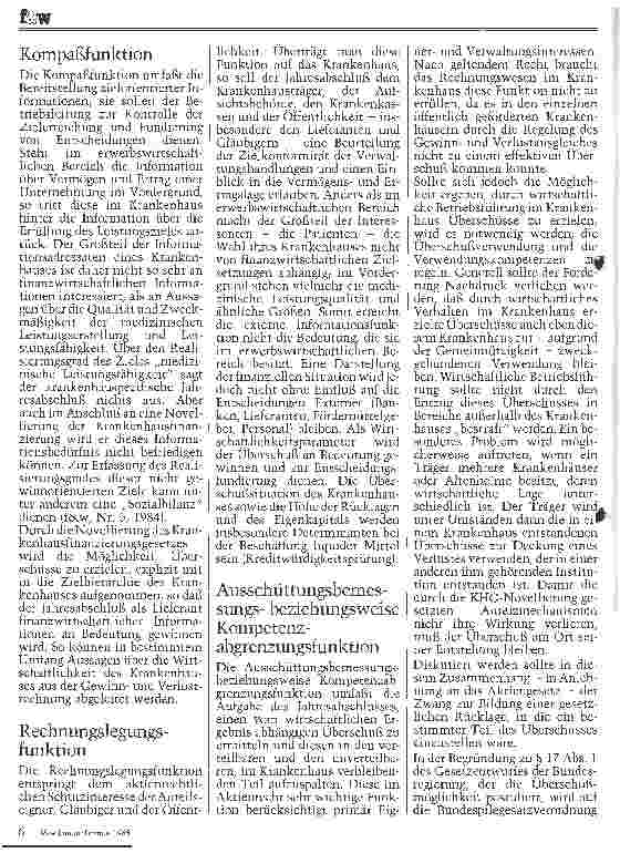 Vorschauseite 2: Der Jahresabschluß im Krankenhaus Gedanken zu einer geänderten Funktion und Bedeutung