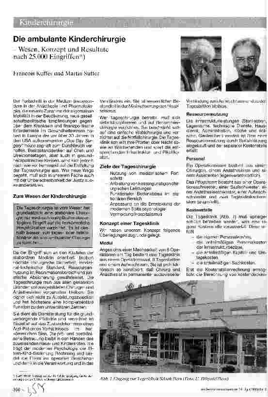 Vorschauseite 1: Die ambulante Kinderchirurgie Wesen, Konzept und Resultate