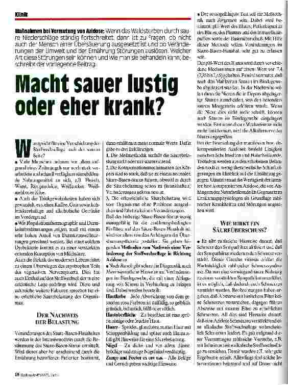 Vorschauseite 1: Macht sauer lustig oder eher krank? Maßnahmen bei Vermutung von Azidose