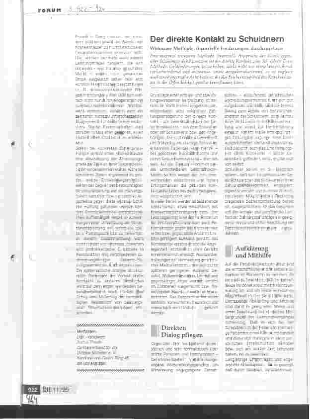 Vorschauseite 1: Der direkte Kontakt zu Schuldnern Wirksame Methode, finanzielle Forderungen durchzusetzen