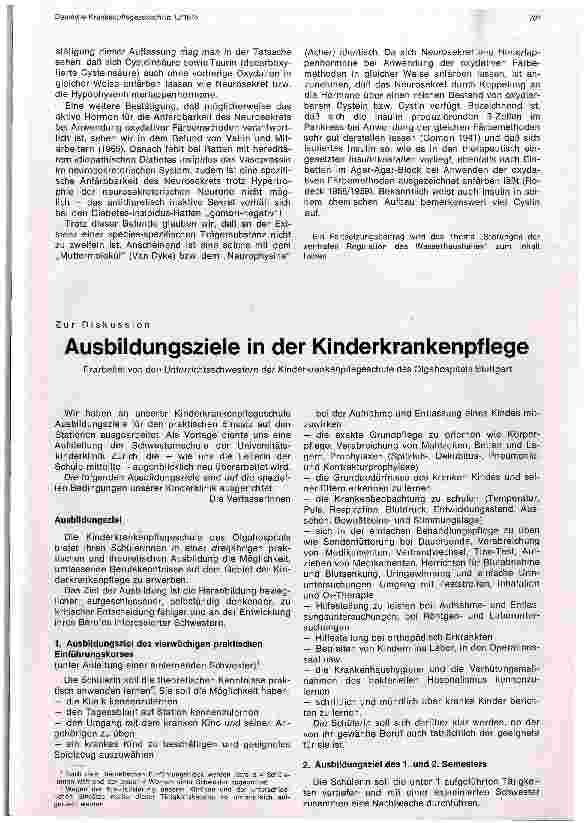 Vorschauseite 1: Ausbildungsziele in der Kinderkrankenpflege