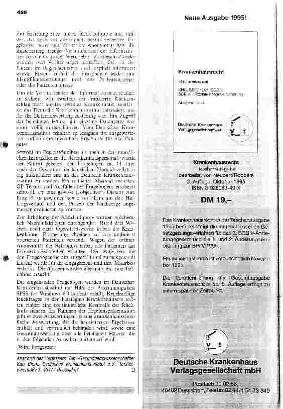 Vorschauseite 6: Patientenzufriedenheit mit dem ambulanten Operieren im Krankenhaus Teil 1: Legitimation und Vorstellung eines Forschungsprojekts des Deutschen Krankenhausinstitut e. V.