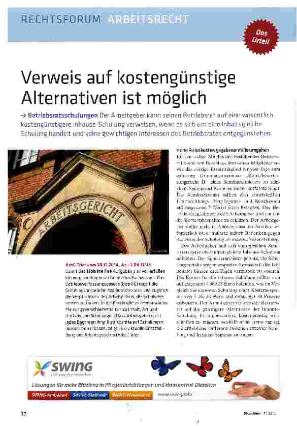 Vorschauseite 1: Verweis auf kostengünstige Alternativen ist möglich