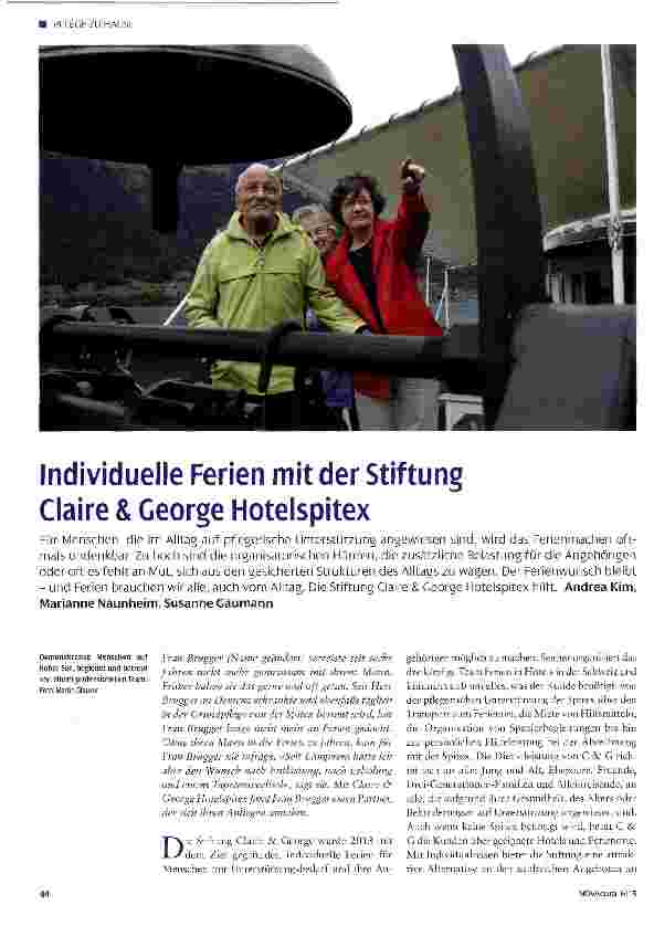 Vorschauseite 1: Individuelle Ferien mit der Stiftung Ciaire & George Hotelspitex