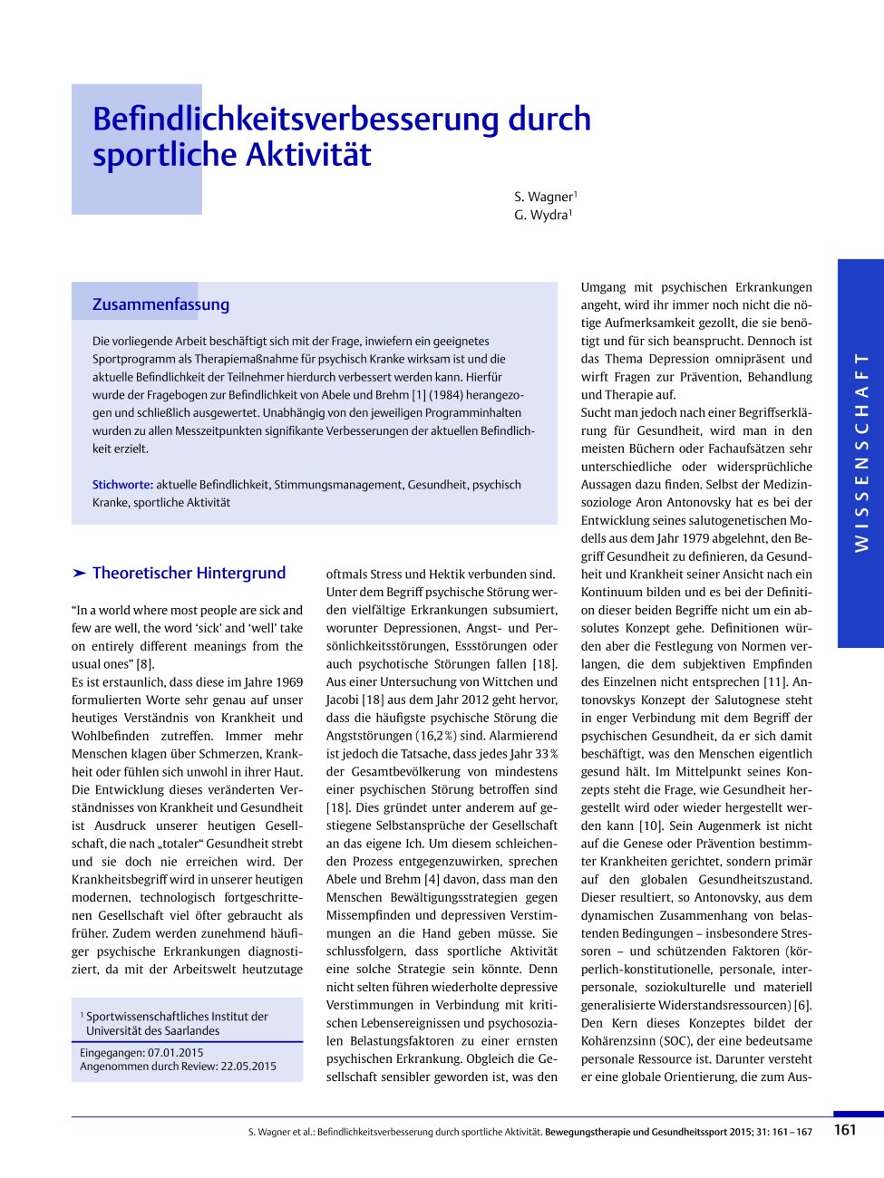 Vorschauseite 1: Befindlichkeitsverbesserung durch sportliche Aktivität
