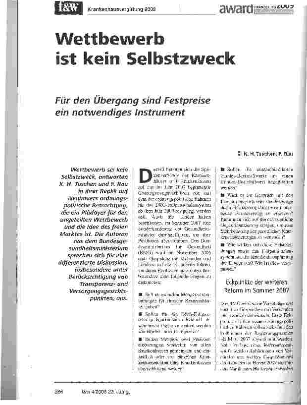 Vorschauseite 1: Wettbewerb ist kein SelbstzweckFür den Übergang sind Festpreise ein notwendiges Instrument