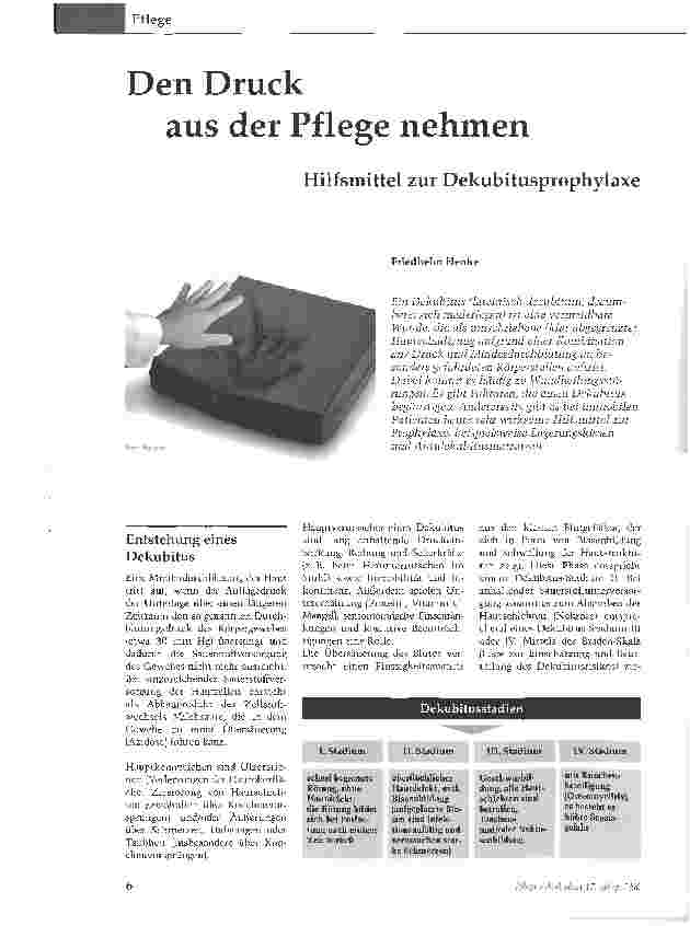 Vorschauseite 1: Den Druck aus der Pflege nehmenHilfsmittel zur Dekubitusprophylaxe