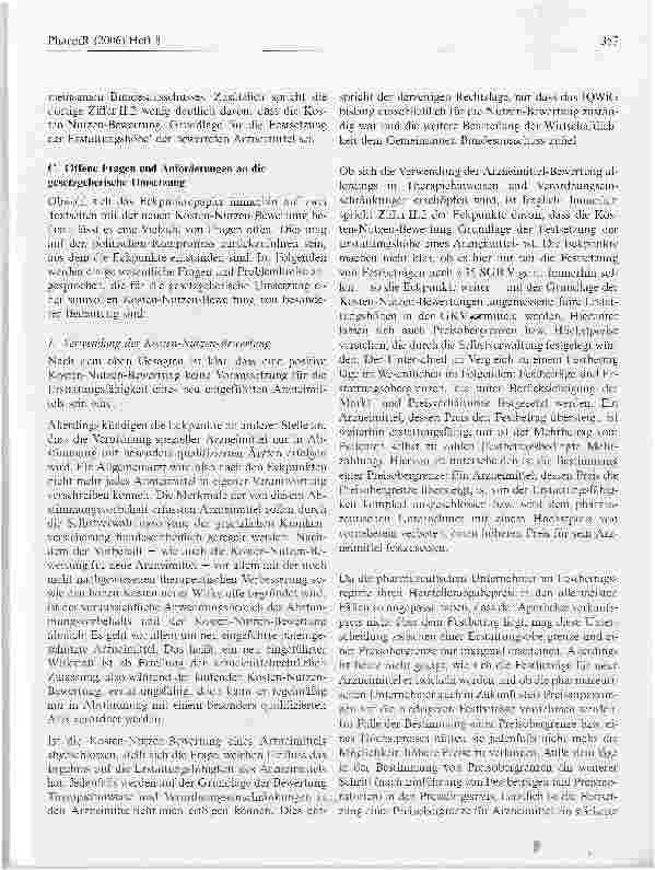 Vorschauseite 4: Kosten-Nutzen-Bewertung von Arzneimitteln nach den Eckpunkten zur Gesundheitsreform 2006