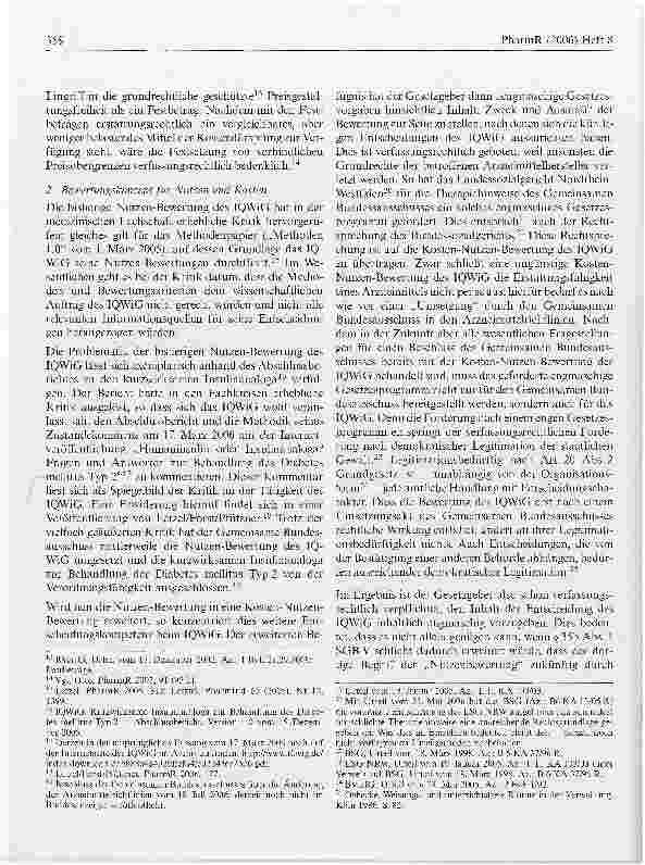 Vorschauseite 5: Kosten-Nutzen-Bewertung von Arzneimitteln nach den Eckpunkten zur Gesundheitsreform 2006