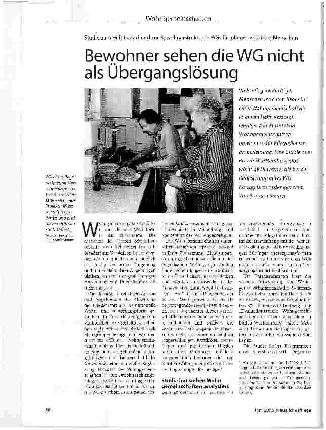 Vorschauseite 1: Bewohner sehen die WG nicht als Übergangslösung