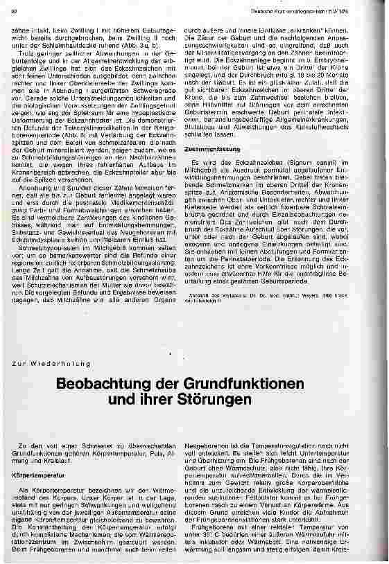 Vorschauseite 4: Ein Milchzahnzeichen für Störungen in der Geburtsperiode