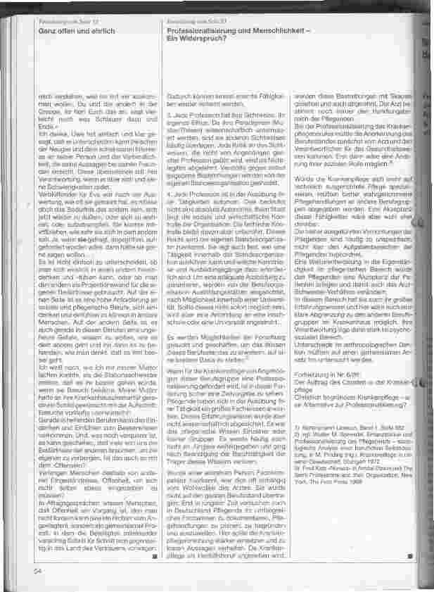 Vorschauseite 2: Professionalisierung und Menschlichkeit Ein Widerspruch