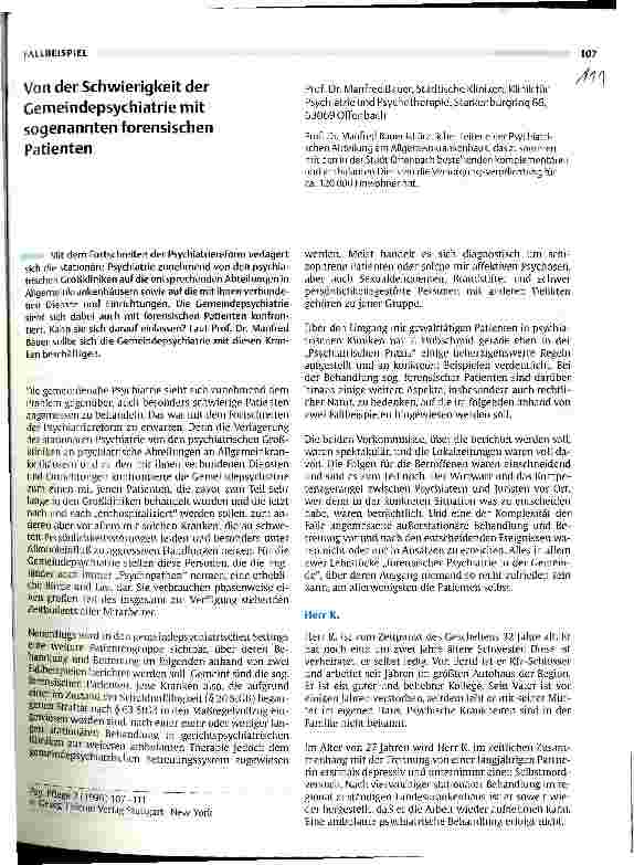 Vorschauseite 1: Von der Schwierigkeit der Gemeindepsychiatrie mit sogenannten forensischen Patienten