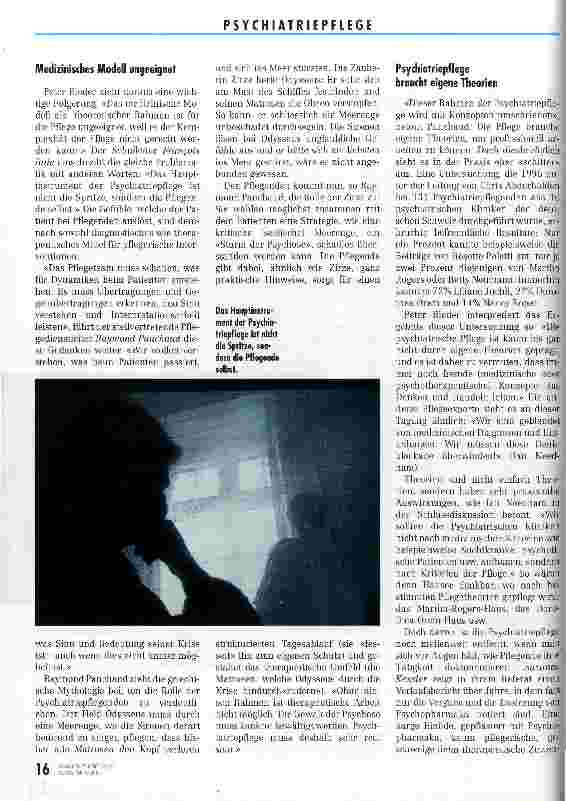 Vorschauseite 2: Aus dem Schatten der Medizin heraustreten Tagung neue Horizonte in der psychiatrischen Pflege