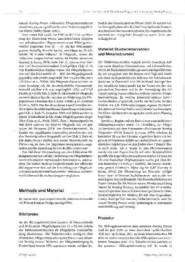 Vorschauseite 4: Die Einstellung deutschsprachiger Pflegefachpersonen gegenüber dem «Advanced Nursing Process» vor und nach einer Bildungsintervention