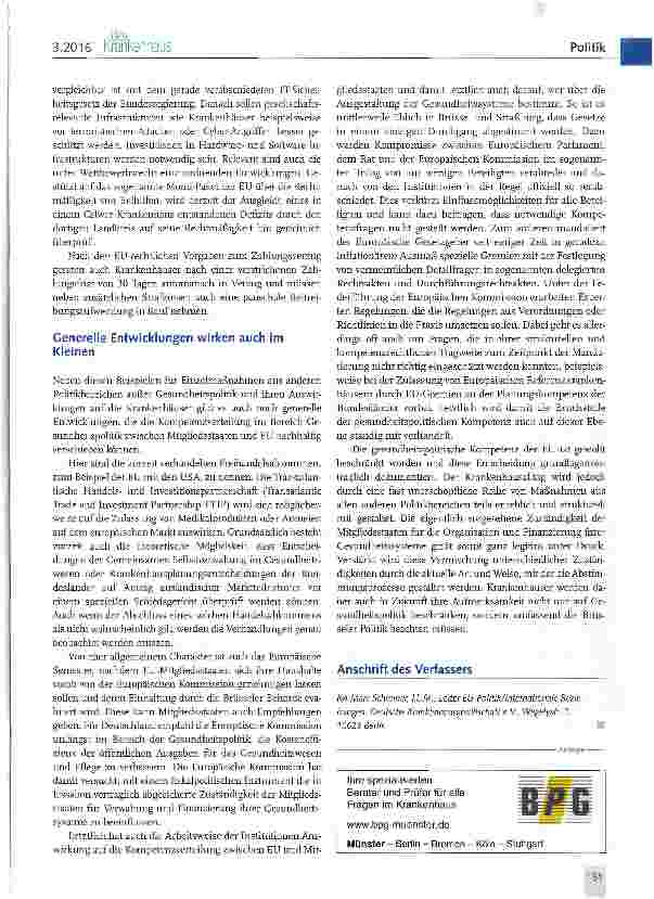 Vorschauseite 3: Gesundheitspolitik in der EU und in den Mitgliedsstaaten Wo ist die Bruchstelle?