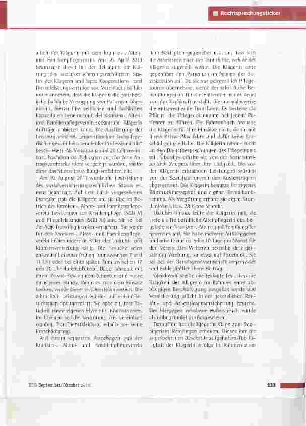 Vorschauseite 2: Selbstständige Tätigkeit als Altenpflegerin LSG Baden-Württemberg vom 19. 4. 2016 (L 11 R 3476/15)