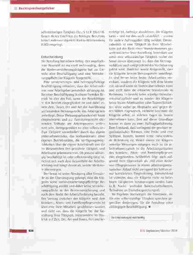 Vorschauseite 3: Selbstständige Tätigkeit als Altenpflegerin LSG Baden-Württemberg vom 19. 4. 2016 (L 11 R 3476/15)
