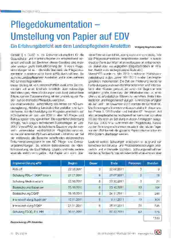 Vorschauseite 1: Pflegedokumentation-Umstellung von Papier auf EDV