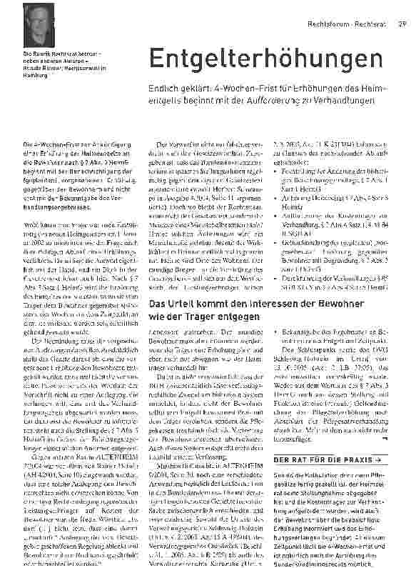 Vorschauseite 1: EntgelterhöhungenEndlich geklärt: 4-Wochen-Frist für Erhöhungen des Heimentgelts beginnt mit der Aufforderung zu Verhandlungen