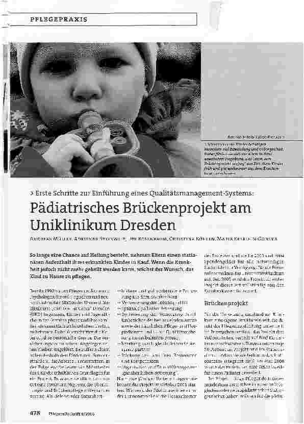 Vorschauseite 1: Pädiatrisches Brückenprojekt am Uniklinikum Dresden