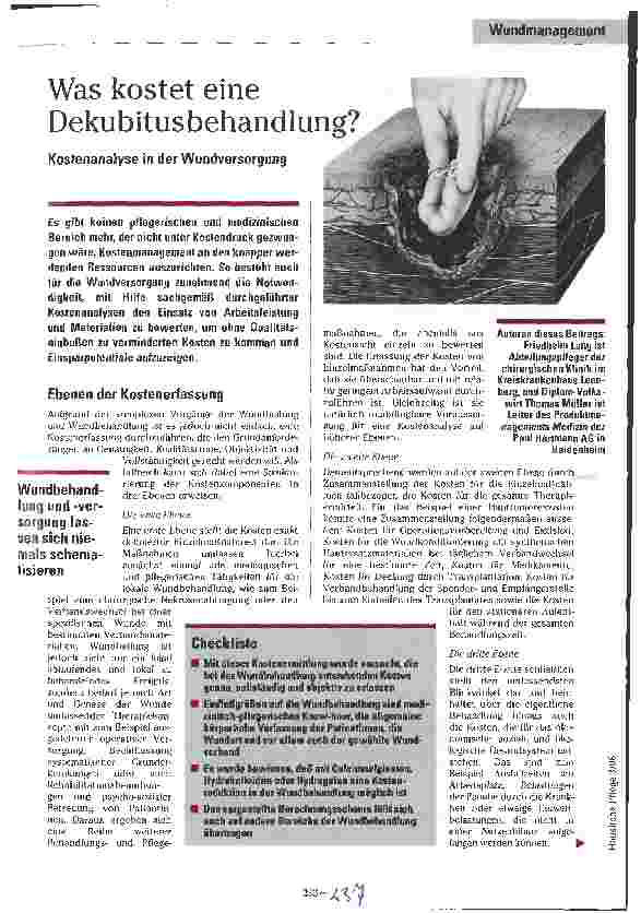 Vorschauseite 1: Was kostet eine Dekubitusbehandlung? Kostenanalyse in der Wundversorgung